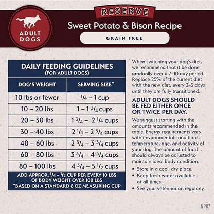 Natural Balance Limited Ingredient Adult Grain-Free Dry Dog Food, Reserve Sweet Potato & Bison Recipe, 4 Pound (Pack of 1)