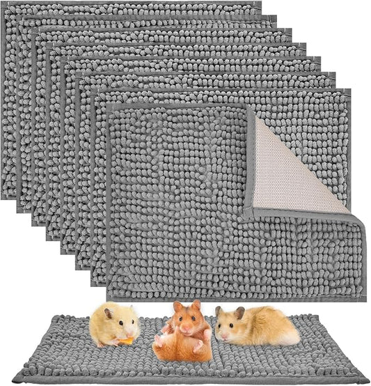 8 Pcs Guinea Pig Liner Washable Rabbit Cage Liner 16x12 Inch Guinea Pig Fleece Mats Reusable Bedding Pee Pads for Small Animals, Bunny (Grey)