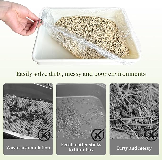 Disposable Small Animal Cage Liners, Rabbit Tray Film Liner Bunny Litter Pan Bags Guinea Pig Cage Toilet Plastic Film for Bird Hamster Chinchilla Hedgehog (100pcs, 27in)