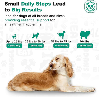 Doggie Dailies Calming Chews for Dogs - Melatonin for Dogs with Chamomile to Help Manage Stress Relief - Calm & Relaxation During Thunderstorms, Fireworks, Travel, & Separation (Turkey) 225 Soft Chews