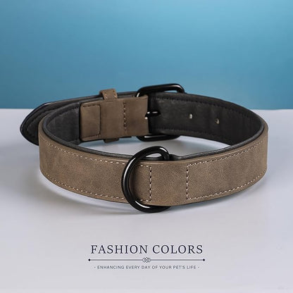 Didog Soft Padded PU Leather Dog Collar, Breathable and Adjustable Dog Collar for Large Dogs, Comfortable for Daily Walk, Brown, XL Fit Neck 17-21"(44-71 lbs)