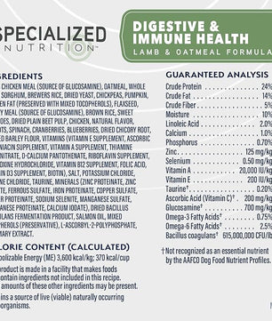 Natural Balance Specialized Nutrition Dry Dog Food with Lamb and Oatmeal for Dogs, Digestive & Immune Health Food, Natural Ingredients with Added Vitamins & Minerals - 3.5 lbs