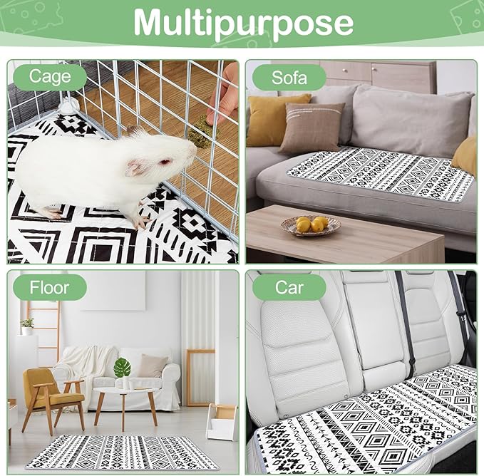 2 Pack Guinea Pig Bedding, Washable Guinea Pig Cage Liner Reusable Guinea Pigs Mat Waterproof Guinea Piggy Bedding for Cage, Super Absorbant Pee Pads for Small Animals Hamster Rabbit Squirrel