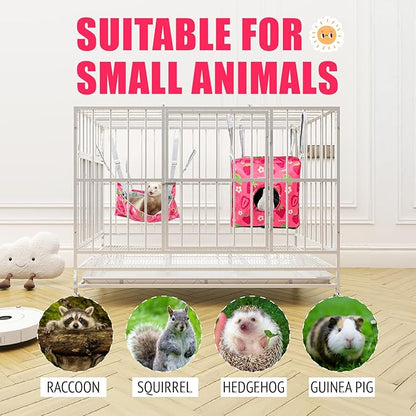Guinea Pig Hammock,4 Pack Ferret Hammock Small Pets Hanging Hammock Ferret Hideout Bed Hamster Cage Accessories for Guinea Pig,Rat,Sugar Glider,Squirrel,Hamster(Strawberries)