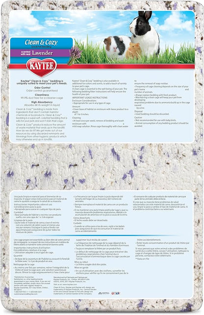 Kaytee Clean & Cozy Lavender Paper Bedding For Pet Guinea Pigs, Rabbits, Hamsters, Gerbils, and Chinchillas, 49.2 Liters