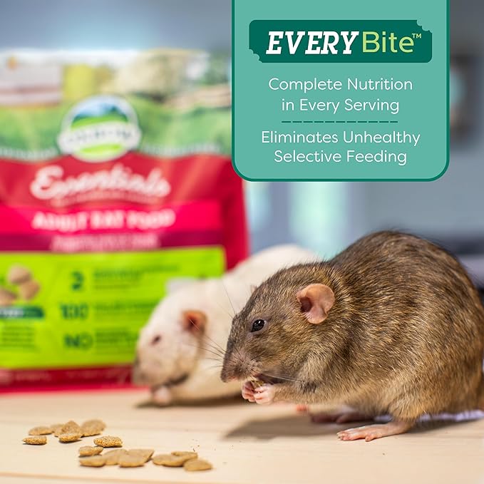 Oxbow Essentials Rat Food, Pet Food for Adult Rats, All-Natural Vitamin & Mineral Rich Formula, Veterinarian Recommended, Oxbow Animal Health, Rodent Pellets, Made in USA, No Artificials, 3 lb. Bag