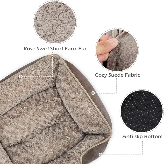 INVENHO Large Dog Bed Rectangle Washable Orthopedic Soft Calming Sleeping Durable Pet Cuddler with Anti-Slip Bottom
