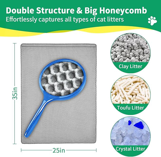 35''X 25'' Large Litter Mat, 2 Layer Cat Litter Mat Litter Trapping Mat,Litter box Mats for Floor, Cats Litterbox Catcher Rug for kitty Pet, Waterproof Urine Proof,Non-Slip