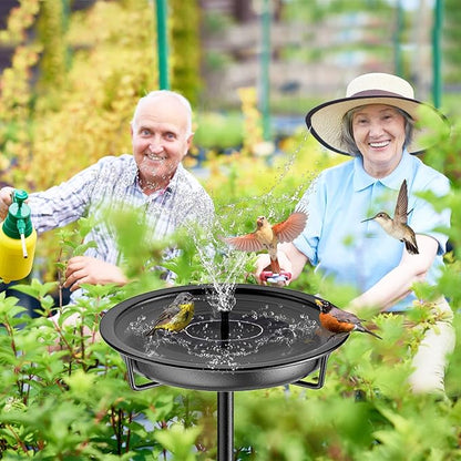 Metal Bird Bath for Outside Garden Birdbath Bowl, 36.2" Height Freestanding Bird Feeders for Outdoors with 4 Prongs Base Stake, Standing Birdfeeders for Yard Lawn Decor (Black)