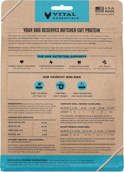 Vital Essentials Freeze-Dried Raw Beef Meal or Mixer Dog Food Crunchy Mini Nibs, 5.5 oz