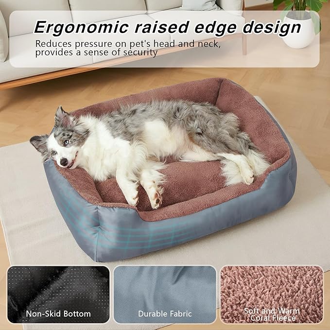 Dog Beds for Large Dogs, Rectangle Washable Dog Couch, Comfortable and Breathable Pet Bed with Nonskid Bottom, Grey