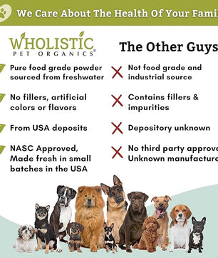 Wholistic Pet Organics DE for Dogs Organic Food Grade for Dogs Safe Non-Chemical Freshwater Silica Improves Overall Health (26 oz)