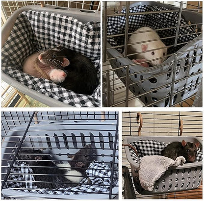 JWShang Rat Hammock for Cage, Chew Proof Hanging Basket Bed with Sturdy Hooks, Pet Cage Accessories, Safe Cozy Small Animal Rodent Hammock for Sugar Glider Mice Snuggling Sleeping