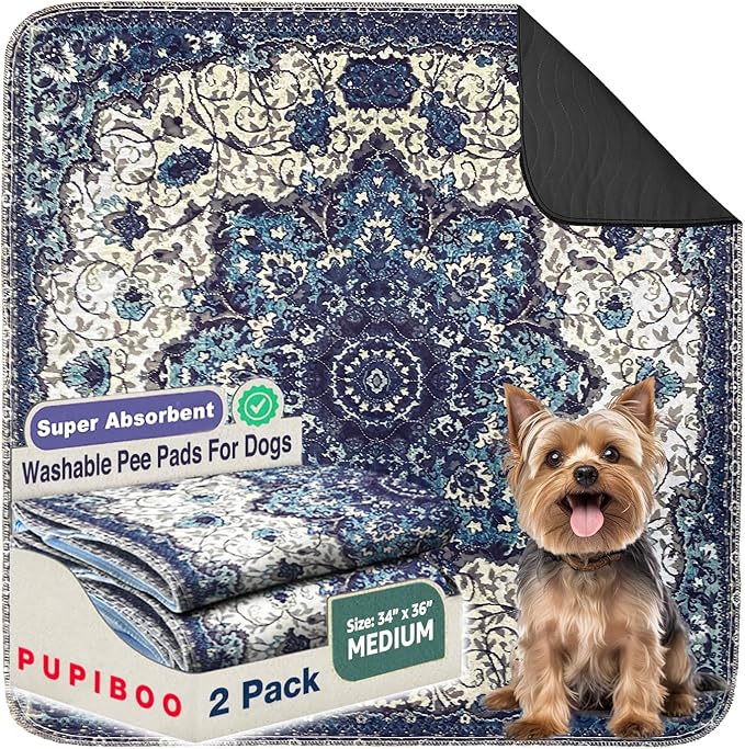 Washable Pee Pads for Dogs - Super Absorbent Reusable Puppy Training Pads - 100% Waterproof, Leak-Proof & Non-Slip Whelping Pads for Pet Housebreaking