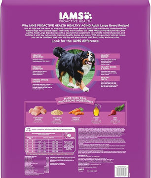 IAMS Proactive Health Healthy Aging Large Breed Dog Food for Mature and Senior Dogs with Real Chicken, 30 lb. Bag