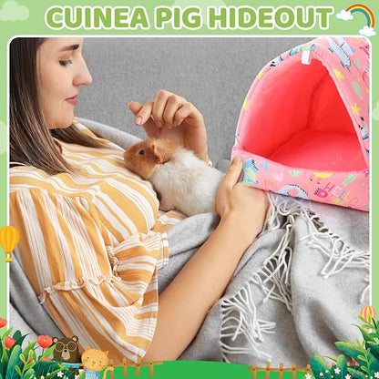 Ripeng 6 Pcs Guinea Pig Hideout Guinea Pig Bed House Rabbit Tunnel Washable Small House Cage Accessories for Hedgehog Mouse Chinchillas Hamster Ferrets Bearded Rats(7.1 7.9inch Cute Animals)