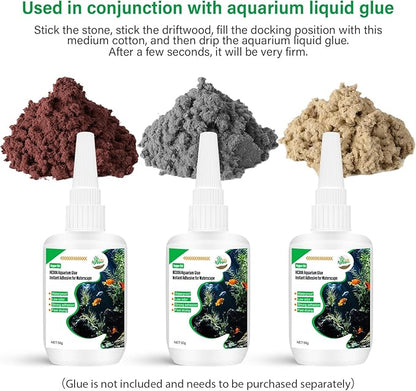 Cotton Wool for Aquascape - Gap Filler Cotton for Rocks & Wood | Aquarium Safe Bonding Material | Secure Adhesive Helper(Gray (Seiryu Stone Color))