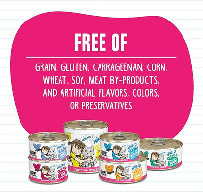 Weruva BFF Minced Natural Wet Cat Food, Tuna and Bonito Be Mine in Gelee, 3oz Can, Pack of 24