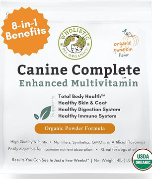 Wholistic Pet Organics Canine Complete - Dog Multivitamin Powder - 4 Lb - Daily Dog Vitamins and Supplements for Homemade Food - Immune System, Skin, Coat & Overall Health - Small and Large Breed