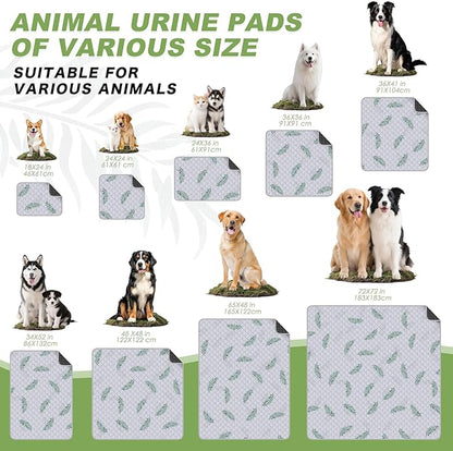 Washable Pee Pads for Dogs, 1Pack Reusable Puppy Pads, Super Absorbent & Leakproof Dog Pads, Anti-Slip Dog Pee Pads for Puppy Training & Incontinence, Leaf Pattern 65"x48"