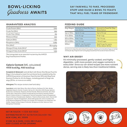 The Pets Table Lamb & Beef with Brown Rice Air Dried Dog Food, 1lb / 16 oz Bag