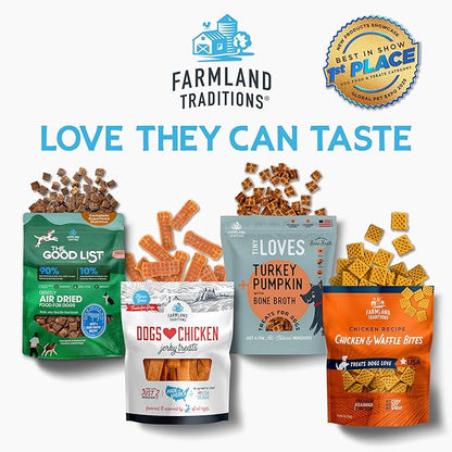 Farmland Traditions Dogs Love Chicken Jerky Dog Treats, Premium Two-Ingredient Dog Jerky with USA-Raised Chicken & No Antibiotics Ever, 3-Pound Bag