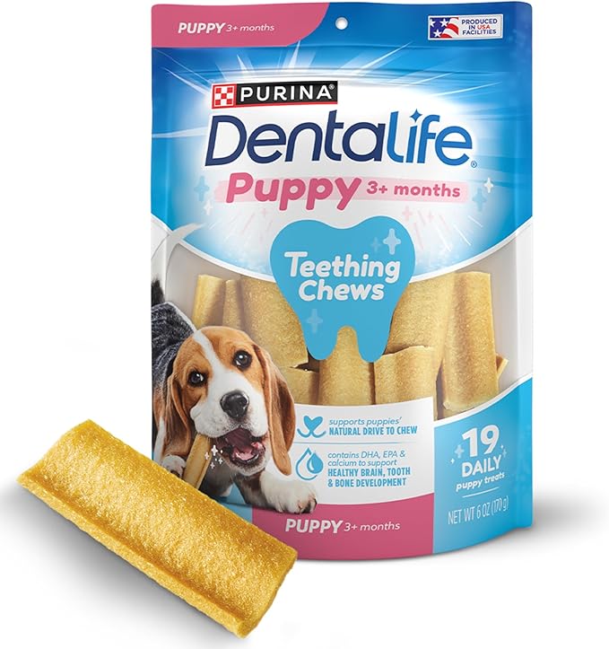 Dentalife Puppy Teething Dog Chews for Small Dogs 3 Months and Up, Chicken Flavor, 17.3 oz., 19 Chews - 19 ct. Pouch