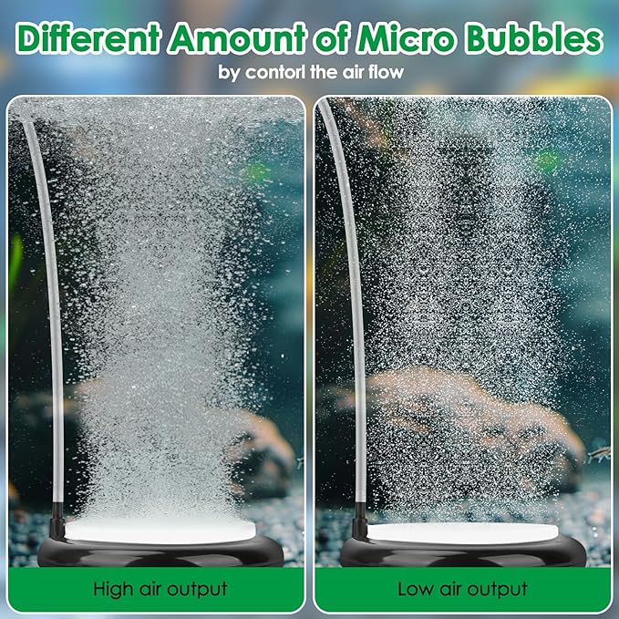 hygger Aquarium Air Stone Kit, Fish Tank Bubbler, Nano Furnace Flue Round Air Stone Disk Set for Hydroponics, Small Bubbles, Ultra-High Dissolved Oxygen Diffuser (4 Inch)