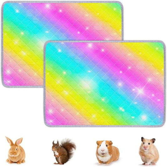2 Pack Guinea Pig Bedding, Washable Guinea Pig Cage Liner Reusable Guinea Pig Mat Waterproof Guinea Pig Bedding for Cage, Super Absorbant Guinea Pig Pee Pads for Small Animals Hamster Rabbit Squirrel