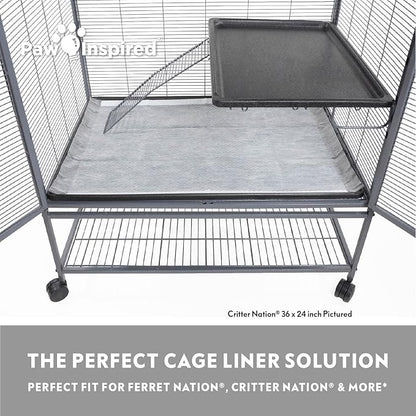 Paw Inspired Disposable Guinea Pig Cage Liners | Bamboo Charcoal Odor Controlling | Super Absorbent Liners Pee Pads for Ferrets, Rabbits, Hamsters, and Small Animals (34x24 (Critter Nation) -12 ct)