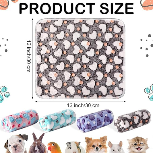 Tudomro 8 Pcs Guinea Pig Bedding Cage Liners Bulk Blankets Small Animal Flannel Throw Bedding Waterproof Absorbent Reusable Pet Pee Sleep Mat Pad Cover for Hamster Ferret(Heart,12 x 12 Inch)