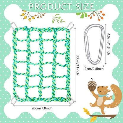 2 Pieces Rat Cage Accessories Rat Toys Climbing Bird Rope Net Pet Hanging Hammock for Hamster, Mice, Parrot, Bird, Sugar Glider Habitat Decor and Play(11 x 7.8 Inch,Multi Color)