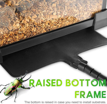 Mini Reptile Glass Terrarium 8"x8"x6" Durable Reptile Habitat Tank with Heat Resistant Aluminum Alloy Frame, Single Swinging Doors for no Jam by Sand and Other Debris