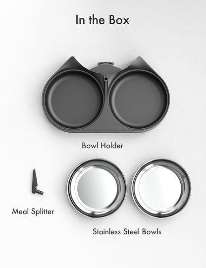 PETLIBRO Pet Food Splitter with Stainless Steel Bowls, Automatic Cat Feeder Bowls for Two Cats or Dogs, Suitable for PETLIBRO Automatic Cat Feeder PLAF005, PLAF006, PLAF103, PLAF203