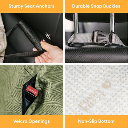 FUNNY FUZZY Dog Car Seat Cover for Back Seat, Waterproof, Scratchproof Car Seat Protector for Dogs Nonslip, Dog Back Seat Covers for Cars, Trucks and SUVs, Back Seat(18.1''W x 53''L×22" H)