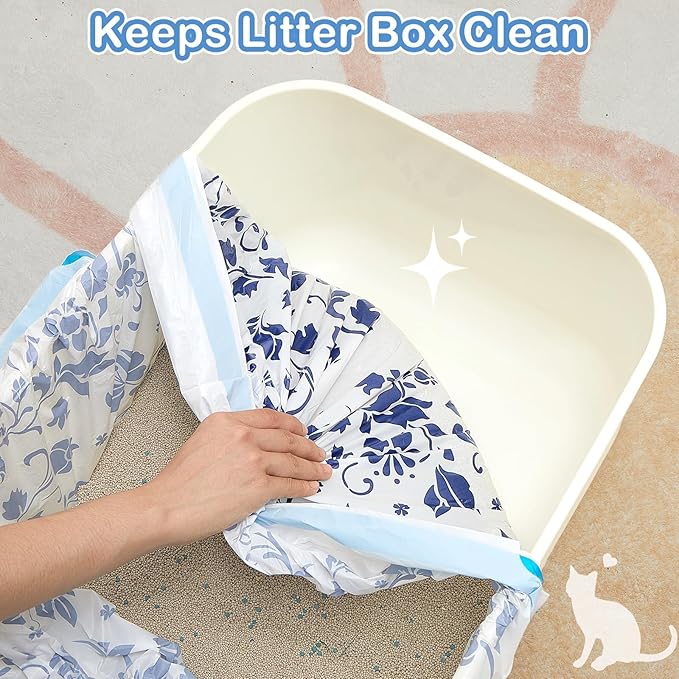Unicorn Catcher 60 Pack Cat Litter Bags 36" x 19" Large Litter Box Liners Tear-Resistant with Drawstring for Easy Access Cat Litter Liners for Litter Boxes Under 36in Total Size