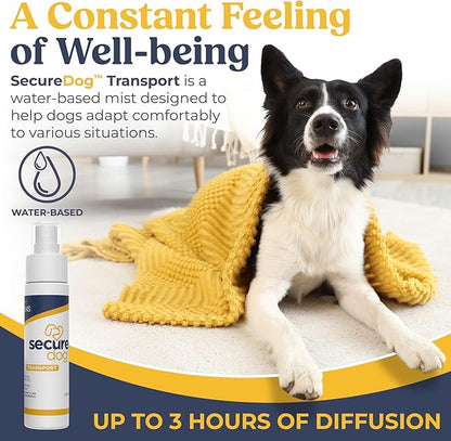 SecureDog Transport, Water Based Calming Travel Spray, Naturally Supports Calm and Wellbeing Helping Relieve Any Feeling of Anxiety or Stress