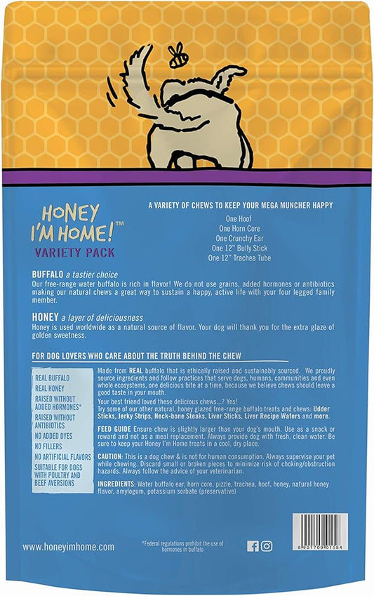 Honey I'm Home Mega Muncher Variety Pack Honey Coated Buffalo Chews