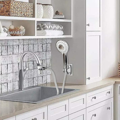 Sink Hose Shower Sprayer Attachment - Faucet Extension w/ 5 Adapters For Bathroom Bathtub, Kitchen Faucet, Utility Laundry Tub, Garden Hose Thread Spout For Delta, Moen, Kohler, American Standard