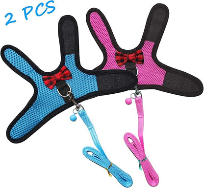 Rypet Ferret Harness and Leash 2 Pieces - Soft Mesh Small Pet Harness with Safe Bell, No Pull Comfort Padded Vest for Guinea Pig, Hamster, Rats and Similar Small Animals