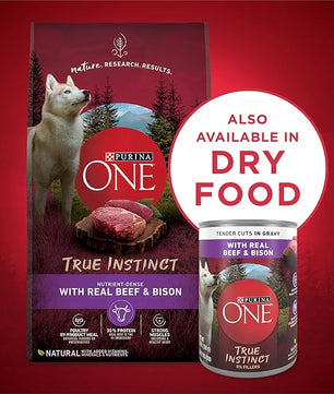 Purina ONE High Protein Wet Dog Food True Instinct Tender Cuts in Dog Food Gravy With Real Beef and Bison - (Pack of 12) 13 oz. Cans