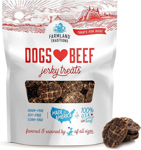 Farmland Traditions Dogs Love Beef Jerky Dog Treats with Only 3 Ingredients and No Fillers, 2.5 Pound Bag