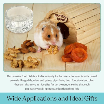 Baderke 2 Pcs Hamster Water Bowls Glass Hamster Food Bowls 35ml Mountain Style Drinking Container Anti Turning for Guinea Pig Gerbils Mice Rats Chinchilla Small Pets(Clear and Green)