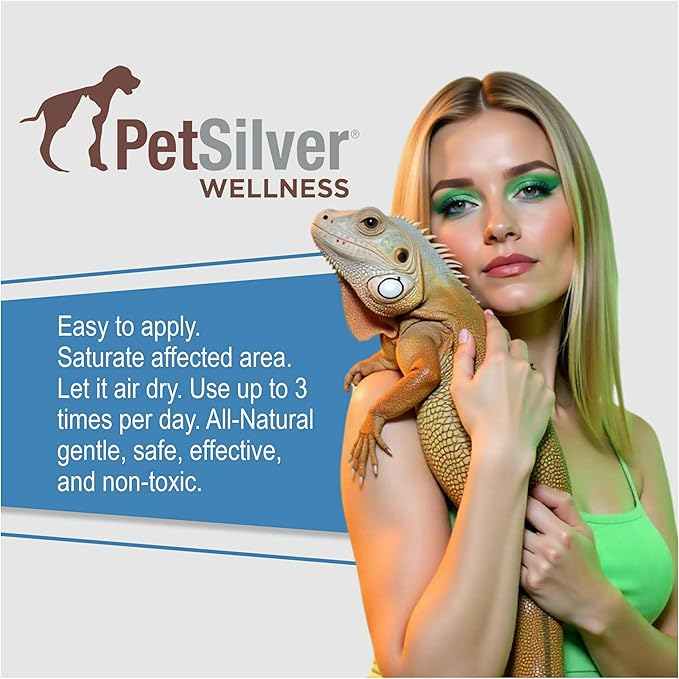 PetSilver Reptile Wound Spray with Chelated Silver – Reptile Wound Care for Snakes, Lizards, Geckos – Burns, Sores, Irritations & Scale Rot Treatment – Non-Toxic & Safe – Made in USA – 2 fl oz
