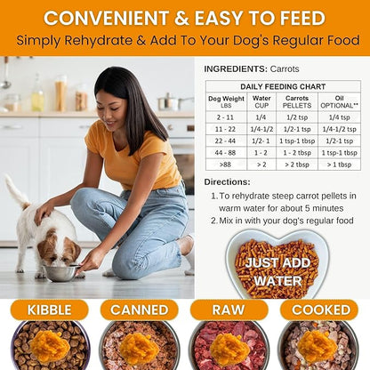 Olewo Original Carrots for Dogs – Fiber for Perfect Poop, Dehydrated Dog Food Toppers for Picky Eaters, Natural Skin & Coat Support, Multivitamin, Probiotics for Digestive & Gut Health, 2.2 lbs