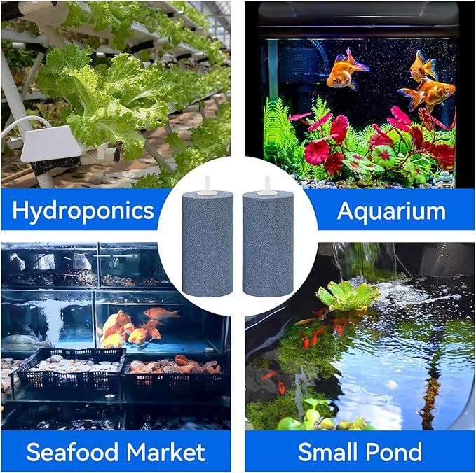 AQUANEAT Aquarium 4"x2" Cylinder Air Stone Fish Tank Aerator Diffuser Hydroponics (4 pcs)