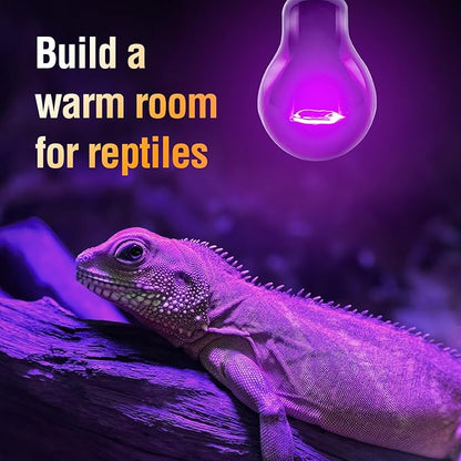 Leoterra Night Heat Bulbs for Reptile 2Pack100W,Night Black Light Bulbs for Lizard Bearded Dragon Leopard Snake Turtle, Chameleon Use 120V E26 Base