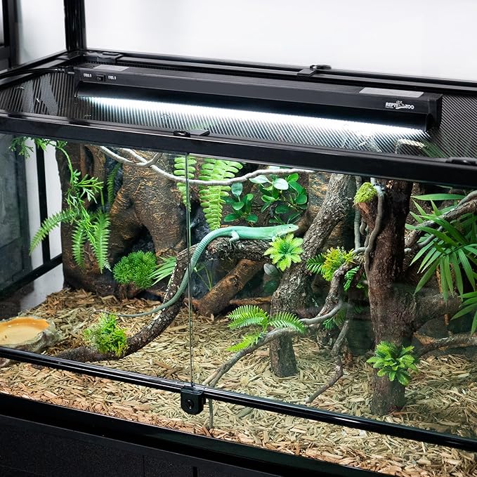 REPTI ZOO Switchable UVB Light for Reptiles, 24W T5 UVB Light Combo Kit for Tropical & Desert Reptile, 22.6" Terrarium Hood Lamp Fixture with UVB 10.0 Bulb for Bearded Dragon Snake Gecko Lizard Turtle