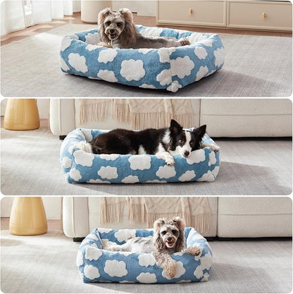 JOEJOY Medium Dog Bed Medium Size Dog, Rectangle Washable Orthopedic Pet Bed with Removable Zipper Cover, Cute Soft Calming Puppy Pet Bed with Jacquard Shaggy Plush & Non Skid Bottom