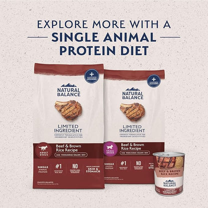 Natural Balance Limited Ingredient Adult Dry Dog Food with Healthy Grains, Beef & Brown Rice Recipe, 24 Pound (Pack of 1)